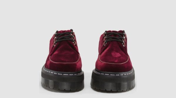 AGGY CREEPER CHERRY RED VELVET SHOE For Sale