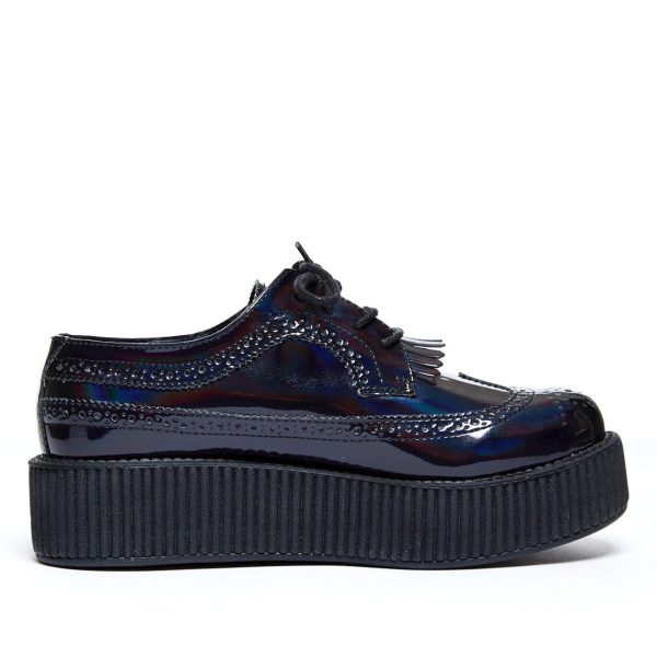 T.U.K BLACK IRIDESCENT BROGUE WINGTIP W  KILTIE VIVA MONDO CREEPER Hot on Sale