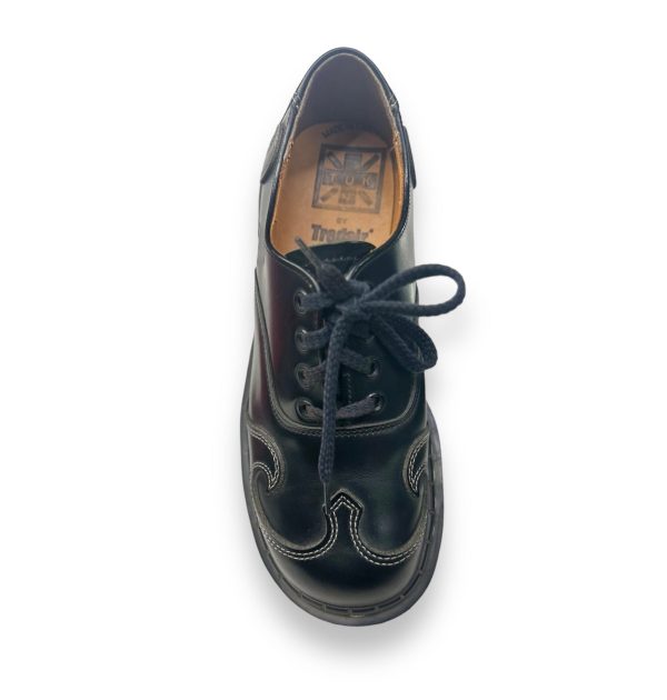 Tredair Black Leather 4 Eyelet Swirly Tie Oxford Shoe Online now