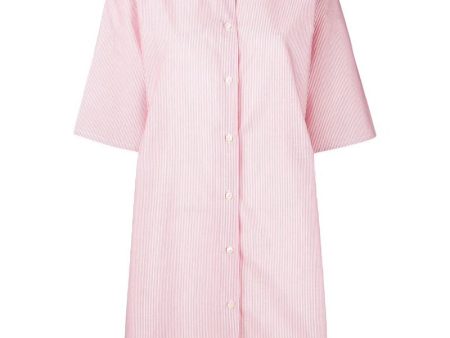 Cotton Stripe Draped Shirt Dress For Sale