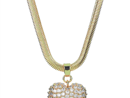 PAVE PUFFY HEART NECKLACE- GOLD Fashion