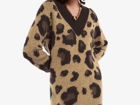 Amy Winehouse Leopard Knitted Dress Hot on Sale