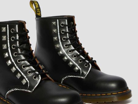 1460 Stud Black Rolled Vintage Smooth Boots Online Sale