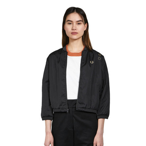 Fred Perry Amy Winehouse Satin Bomber Jacket (Black) For Discount