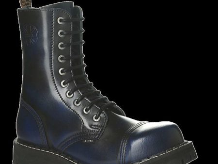 STEEL - 10 Eyelet Navy Rub Off Steel-Toe Boot Hot on Sale