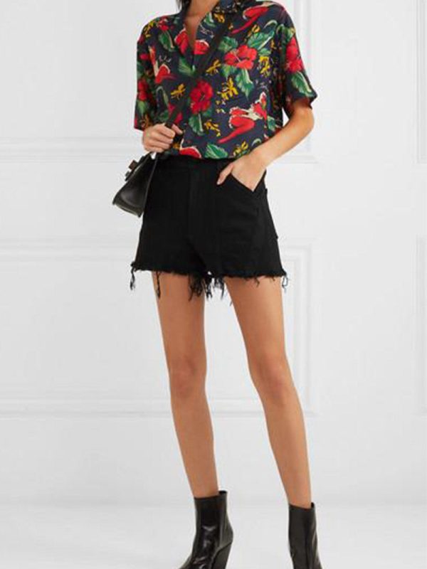 Jason Wu paneled frayed denim shorts For Sale