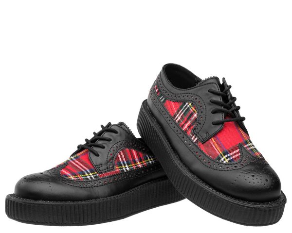 T.U.K Black Plaid Wingtip Viva Low Creeper Hot on Sale