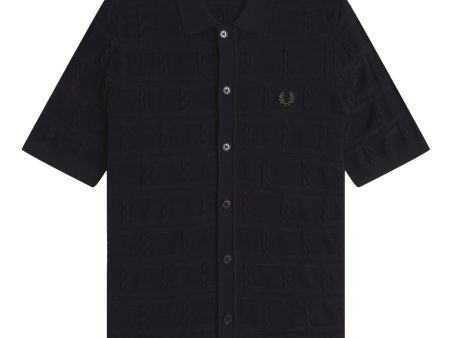 Fred Perry Cable Knitted Short Sleeve Shirt on Sale