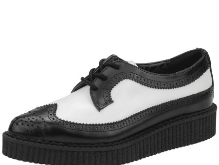 T.U.K Black White Leather Brogue Wingtip Creeper Online