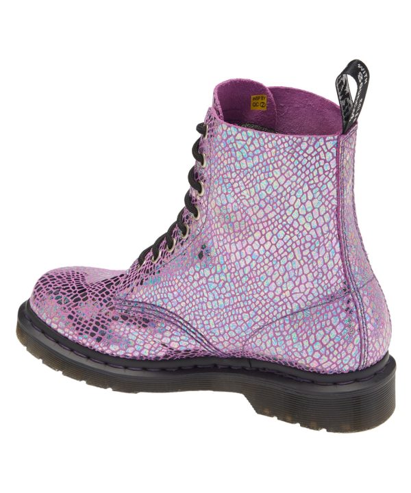 1460 Pascal Violet Mirror Shift Suede Snake Boots For Discount