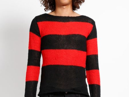 Tripp NYC Black   Red Striped Sweater For Sale