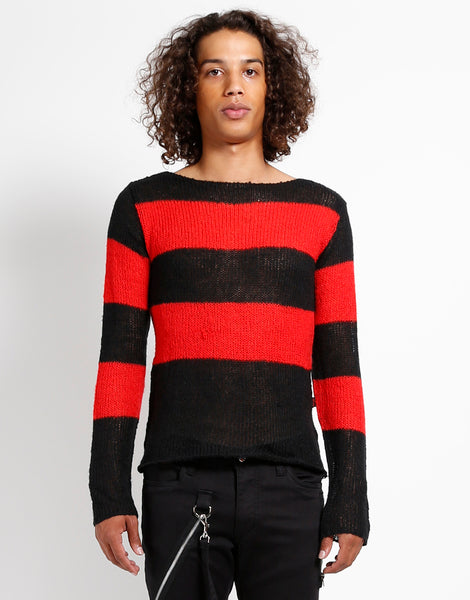 Tripp NYC Black   Red Striped Sweater For Sale