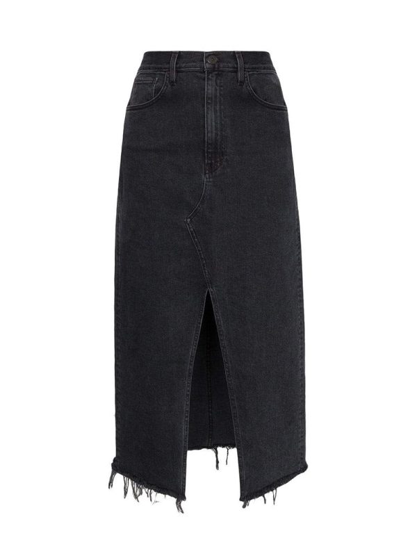 Elizabella front slit denim skirt Online Sale