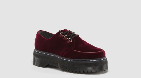 AGGY CREEPER CHERRY RED VELVET SHOE For Sale