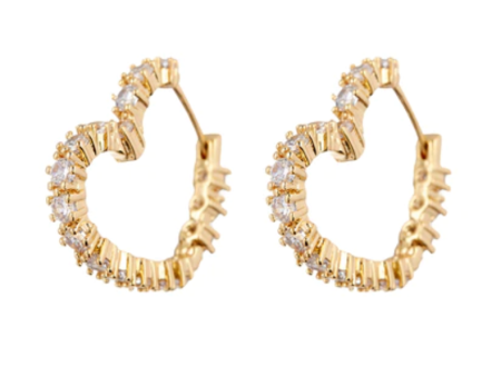 DIAMOND HEART BIJOUX HOOPS- GOLD Online now