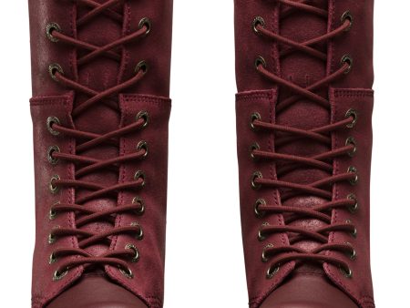 HAZIL CHERRY RED VIRGINIA+DARKEN SUEDE MID HALF BOOT Online Sale