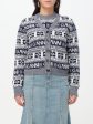 GANNI K2093 BLUE LOGO WOOL CARDIGAN on Sale