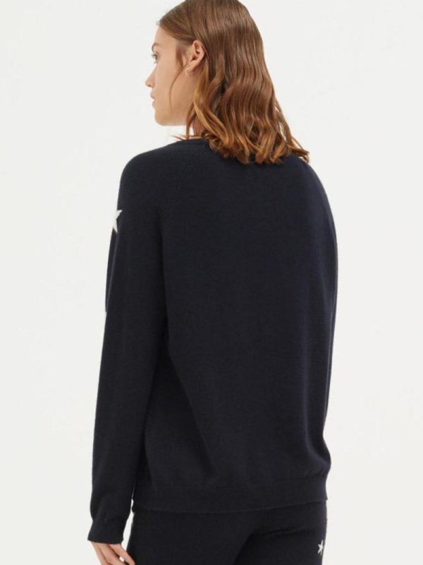 Navy Slouchy Star Cashmere Sweater Fashion