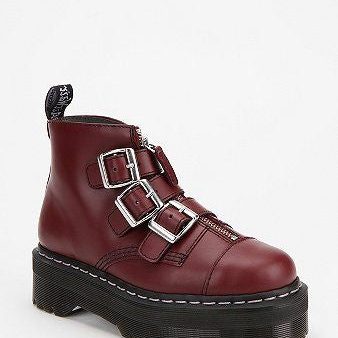 AGGY STRAP CHERRY RED SMOOTH PLATFORM BOOT Supply