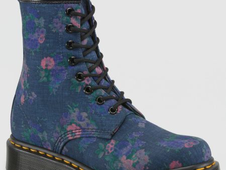 1460 Castel Denim Vintage Bouquet Canvas Lace Up Boot on Sale