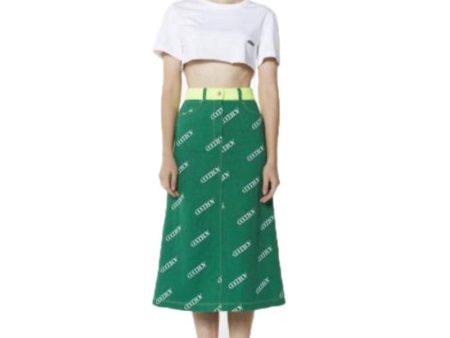 Logo Long Denim Skirt Hot on Sale