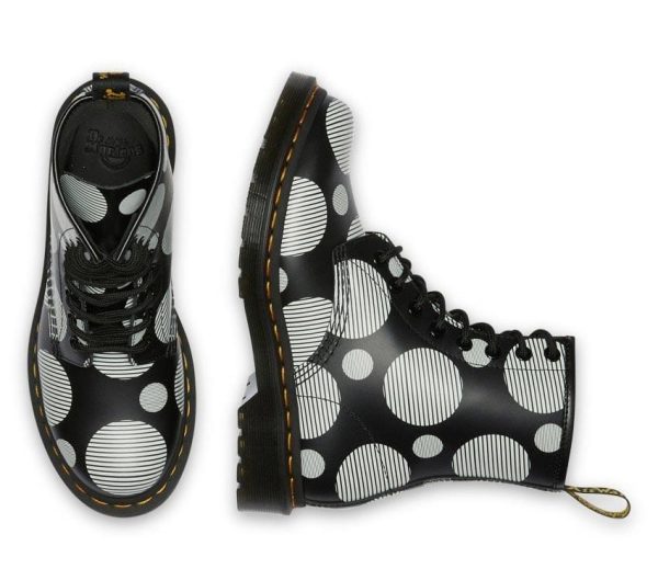 1460 Black+White Polka Dot Smooth Lace Up Boot Discount