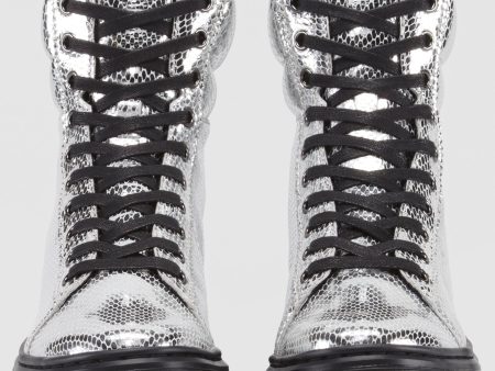 MIX SILVER MINI METALLIC SNAKE HI TOP SNEAKER For Discount