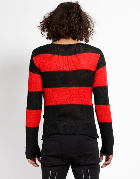 Tripp NYC Black   Red Striped Sweater For Sale