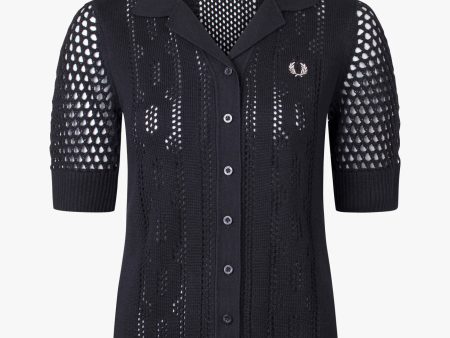 Fred Perry Open-Knit Button Through Shirt Online Hot Sale