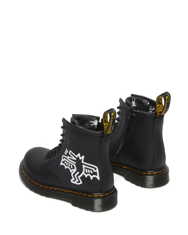 1460 Keith Haring Youth Black Hydro Leather Lace Up Boot Online Sale