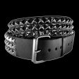 Funk Plus - 3 Row 1 2  Silver Pyramid Stud Belt on Sale