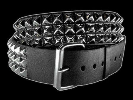 Funk Plus - 3 Row 1 2  Silver Pyramid Stud Belt on Sale