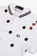 Amy Winehouse White Polka Dot Pique Shirt Hot on Sale