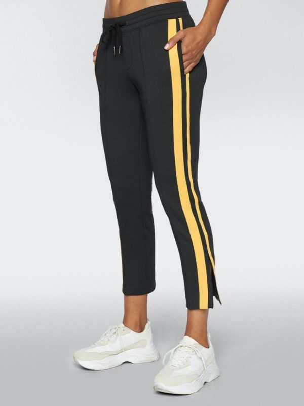 Cropped Track Pant With Sport stripes Black Sale