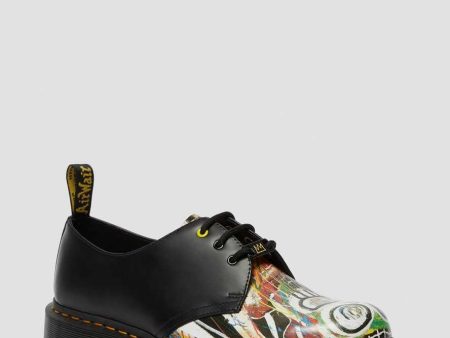 1461 Basquiat Black+Multi Dustheads Backhand+Smooth Leather Oxford Shoes Sale