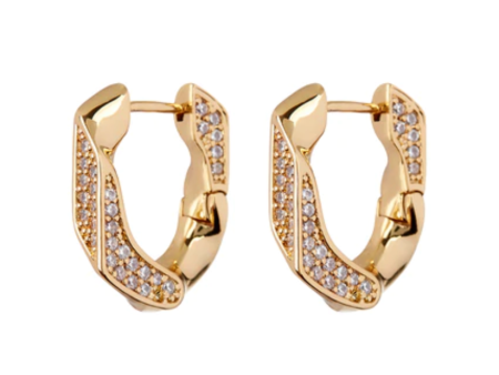 PAVE CUBAN LINK HOOPS- GOLD Hot on Sale