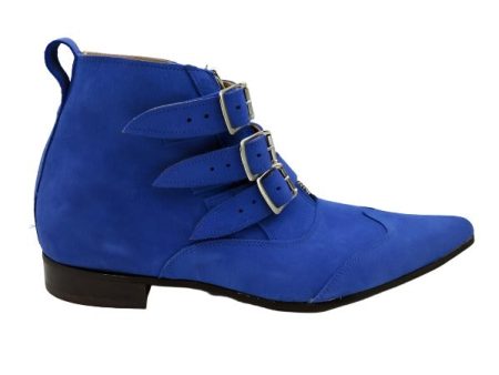 George Cox 4589 Jack 3-Strap Zip Boot Blue Suede Online Sale