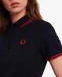 LADIES TWIN TIPPED FRED PERRY SHIRT (BLACK RED) Online Hot Sale