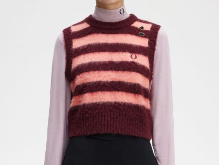 Amy Winehouse Oxblood Striped Knitted Top For Cheap