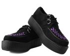 T.U.K BLK FAUX SUEDE PURPLE INTERLACE VIVA MONDO CREEPER on Sale