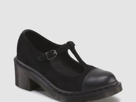 AGGY T BAR BLACK+BLACK DANIO HI SUEDE WP MARY JANE SHOE on Sale