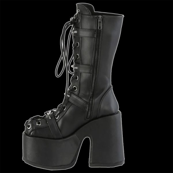 Demonia - CAMEL-115 3 Buckle Skull Vegan Leather Boot Online Sale