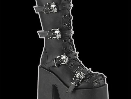 Demonia - CAMEL-115 3 Buckle Skull Vegan Leather Boot Online Sale