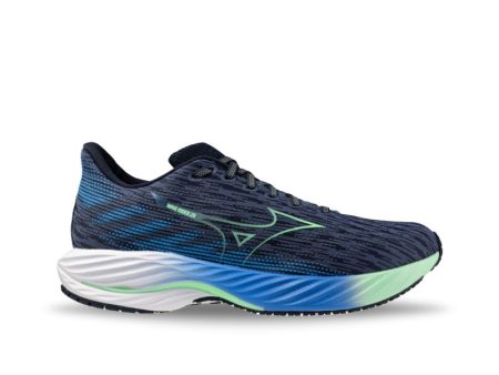 Mizuno Men s Wave Rider 28 - Vintage Indigo Neo Mint For Discount