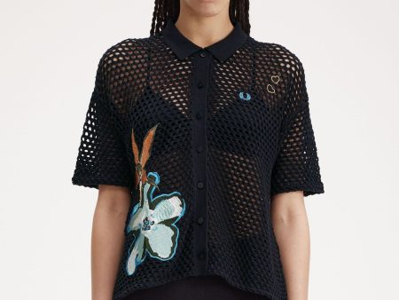 Amy Winehouse Embroidered Open-Knit Shirt Fashion