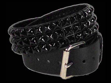 Funk Plus - 3 Row 1 2  Black Pyramid Stud Belt For Sale