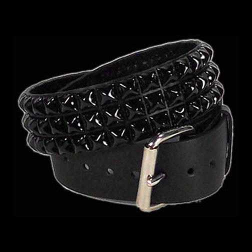 Funk Plus - 3 Row 1 2  Black Pyramid Stud Belt For Sale